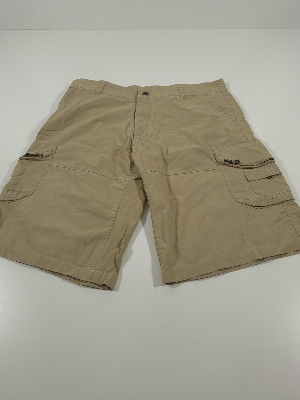 Kuhl Cargo Shorts Mens 38 Beige Cotton Nylon 13" Inseam Hiking Outdoor Casual